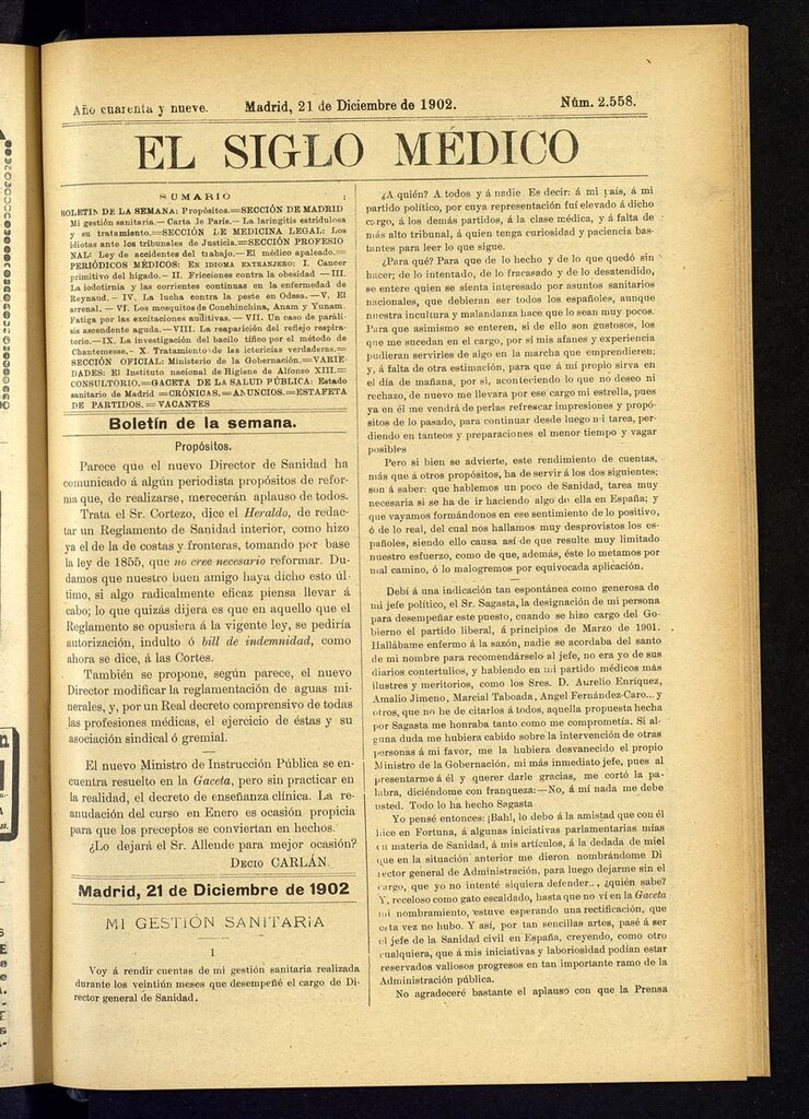 Miniatura de El Siglo Médico: boletín de medicina y gaceta médica del 21 de diciembre de 1902