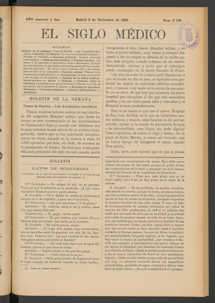 Miniatura de El Siglo Médico: boletín de medicina y gaceta médica del 8 de diciembre de 1895