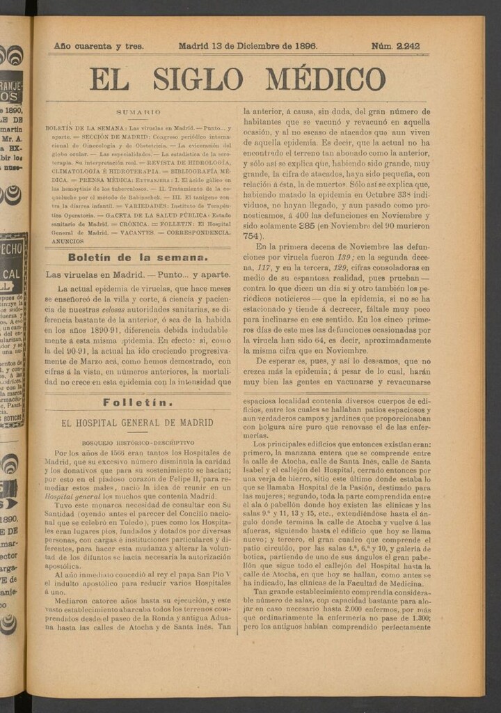 Miniatura de El Siglo Médico: boletín de medicina y gaceta médica del 13 de diciembre de 1896