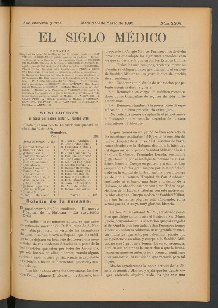 Miniatura de El Siglo Médico: boletín de medicina y gaceta médica del 22 de marzo de 1896