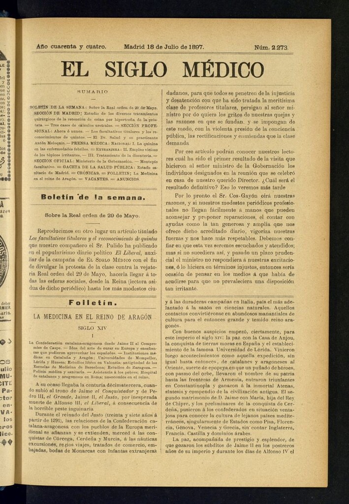 Miniatura de El Siglo Médico : boletín de medicina y gaceta médica del 18 de julio de 1897
