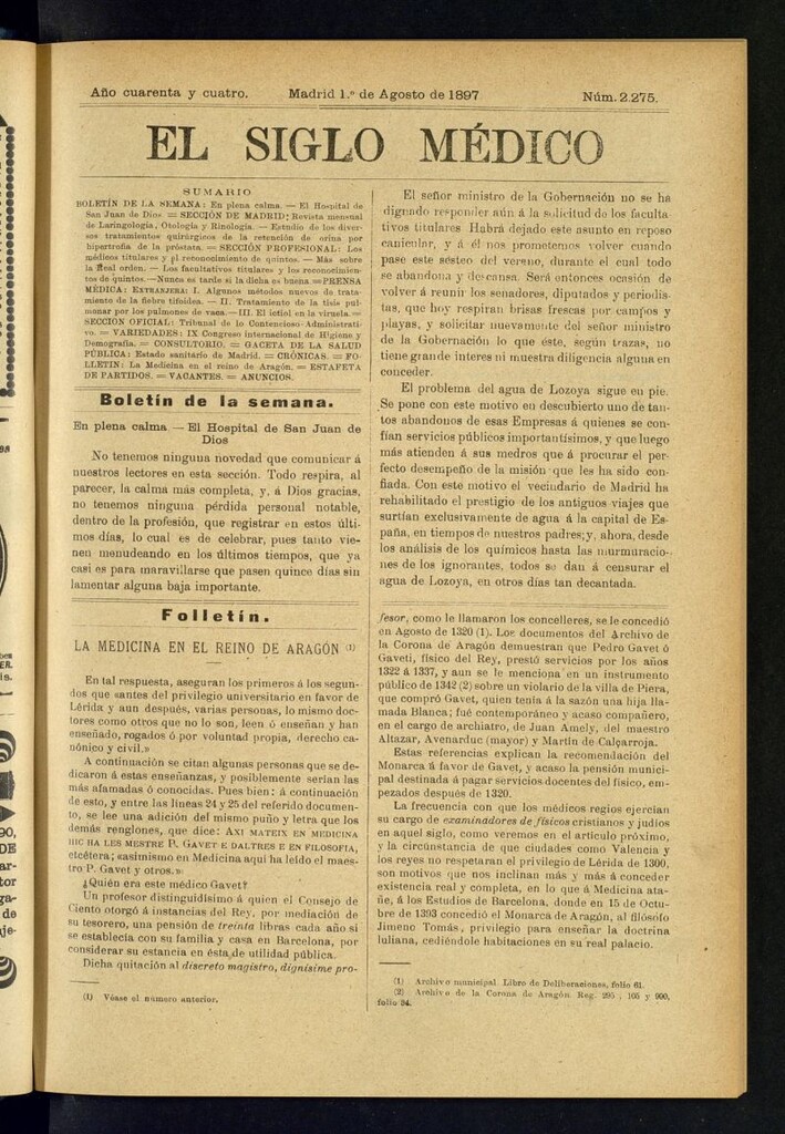 Miniatura de El Siglo Médico : boletín de medicina y gaceta médica del 1 de agosto de 1897