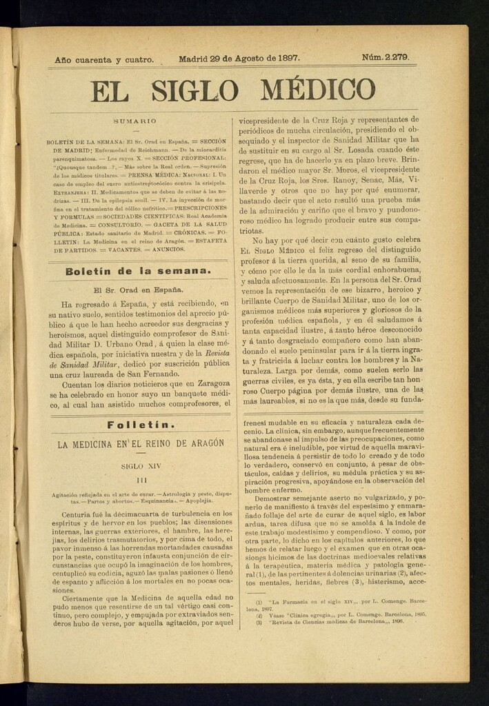 Miniatura de El Siglo Médico : boletín de medicina y gaceta médica del 29 de agosto de 1897