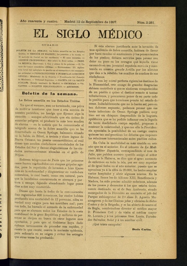 Miniatura de El Siglo Médico : boletín de medicina y gaceta médica del 12 de septiembre de 1897