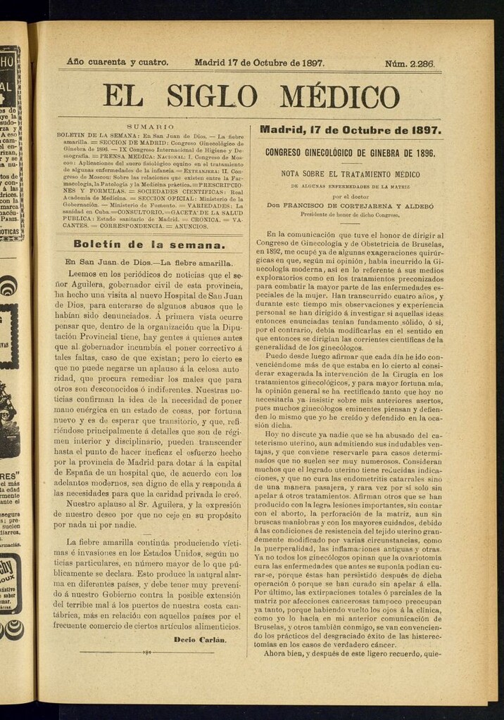 Miniatura de El Siglo Médico : boletín de medicina y gaceta médica del 17 de octubre de 1897