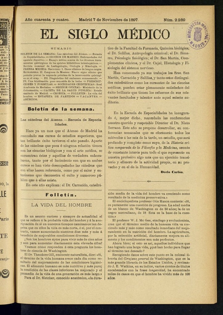 Miniatura de El Siglo Médico : boletín de medicina y gaceta médica del 7 de noviembre de 1897