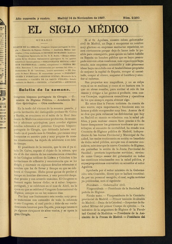 Miniatura de El Siglo Médico : boletín de medicina y gaceta médica del 14 de noviembre de 1897