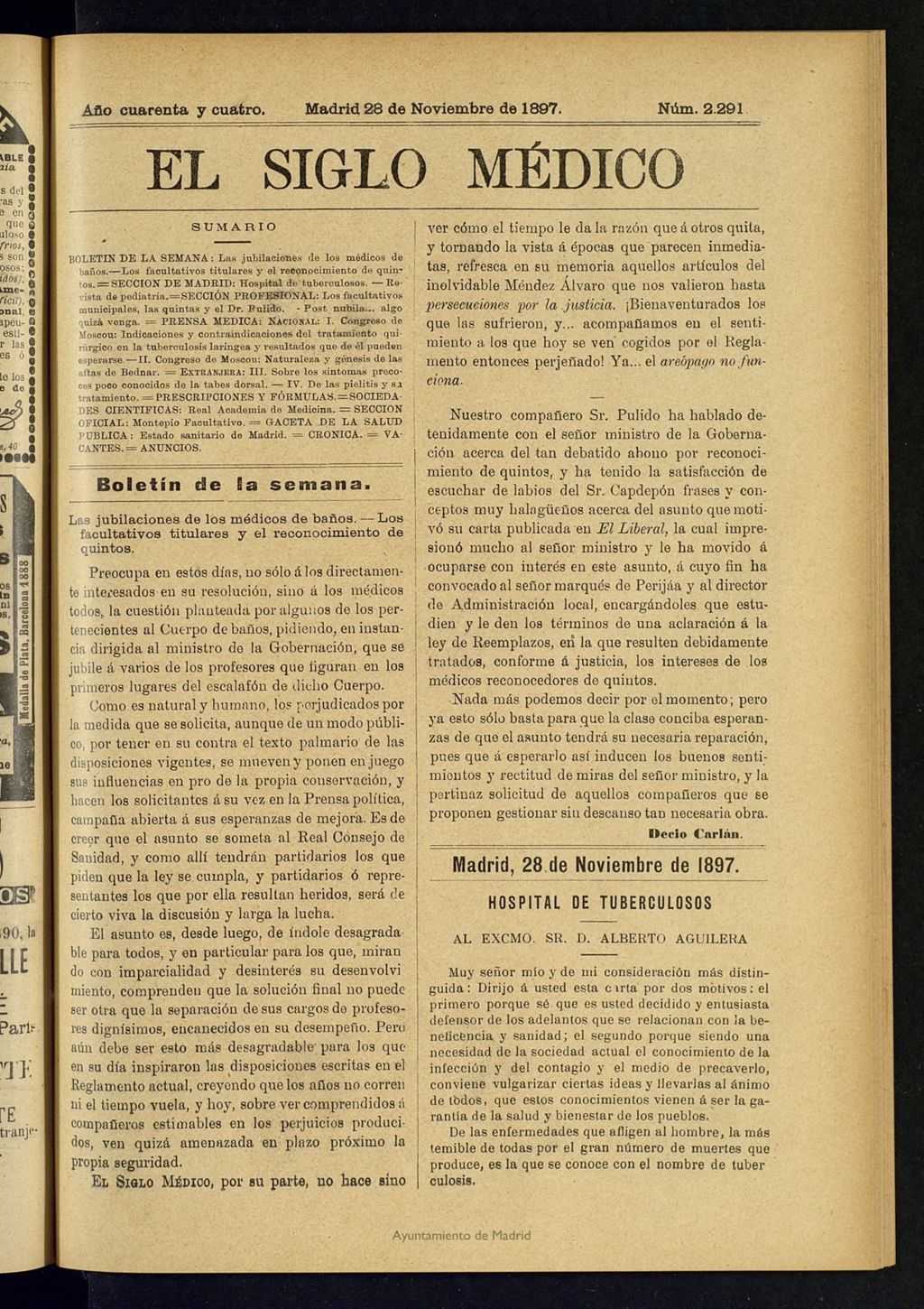 Miniatura de El Siglo Médico : boletín de medicina y gaceta médica del 28 de noviembre de 1897