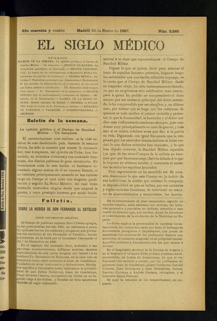 Miniatura de El Siglo Médico : boletín de medicina y gaceta médica del 10 de enero de 1897