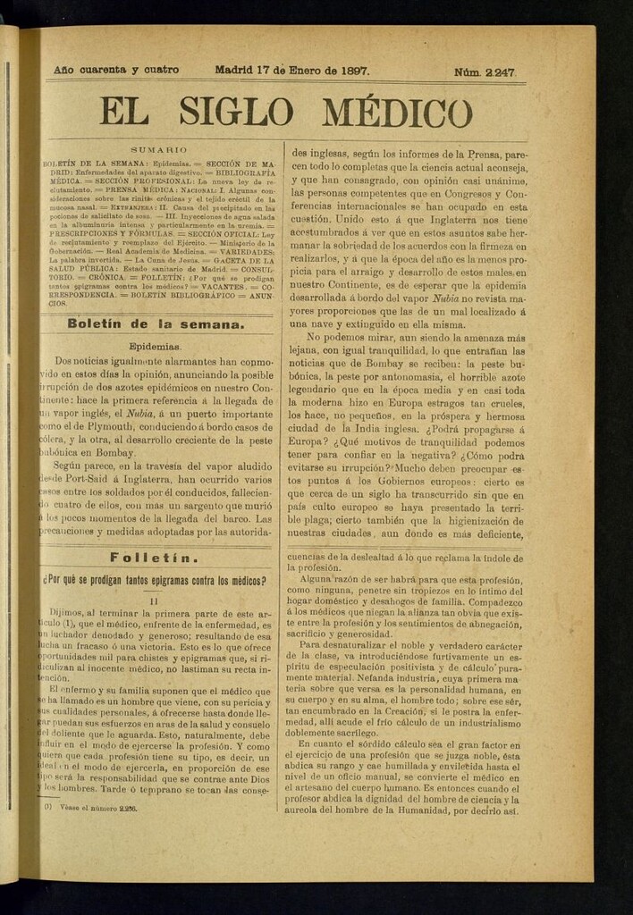 Miniatura de El Siglo Médico : boletín de medicina y gaceta médica del 17 de enero de 1897