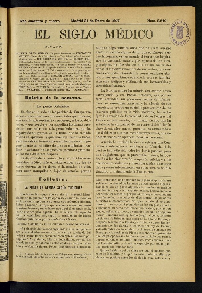 Miniatura de El Siglo Médico : boletín de medicina y gaceta médica del 31 de enero de 1897