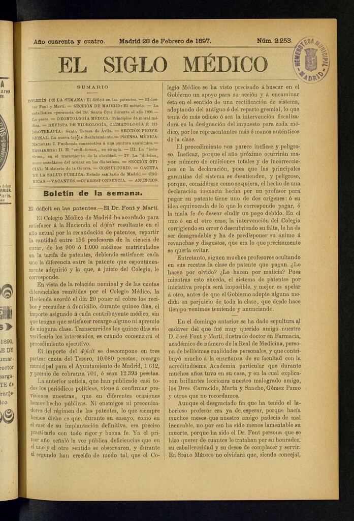 Miniatura de El Siglo Médico : boletín de medicina y gaceta médica del 28 de febrero de 1897