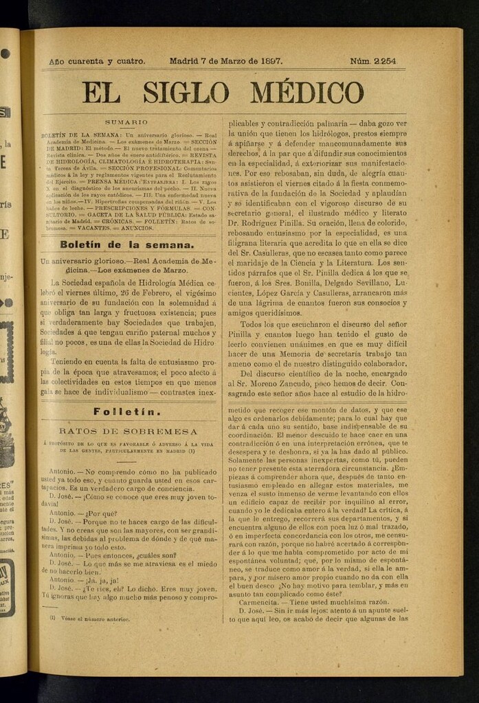 Miniatura de El Siglo Médico : boletín de medicina y gaceta médica del 7 de marzo de 1897