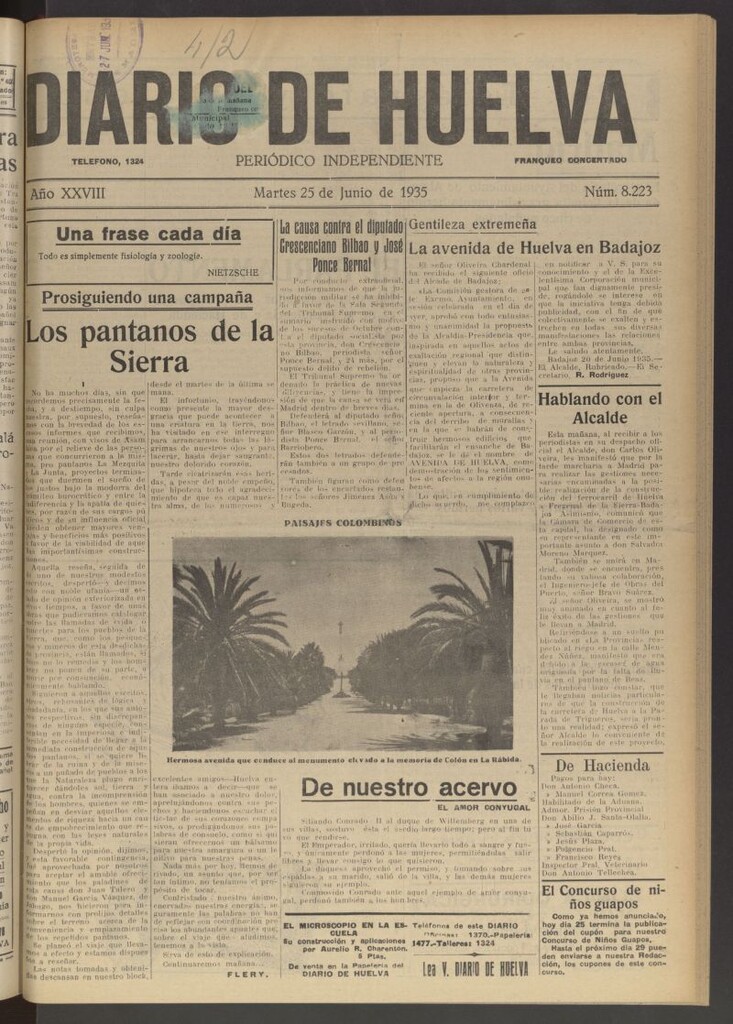 Miniatura de Diario de Huelva : periódico independiente del 25 de junio de 1935