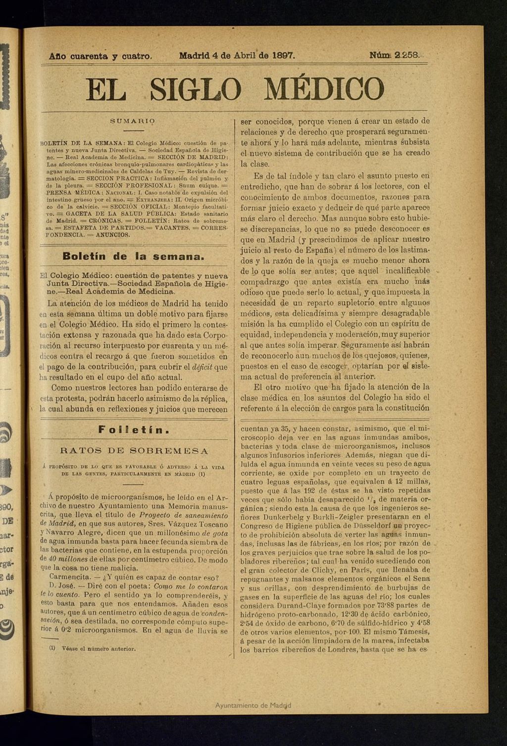 Miniatura de El Siglo Médico : boletín de medicina y gaceta médica del 4 de abril de 1897