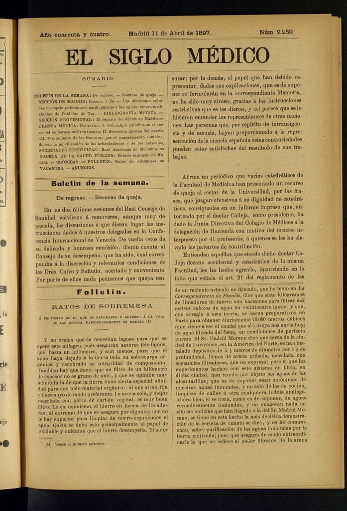 Miniatura de El Siglo Médico : boletín de medicina y gaceta médica del 11 de abril de 1897