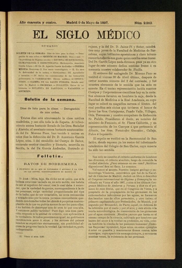 Miniatura de El Siglo Médico : boletín de medicina y gaceta médica del 9 de mayo de 1897