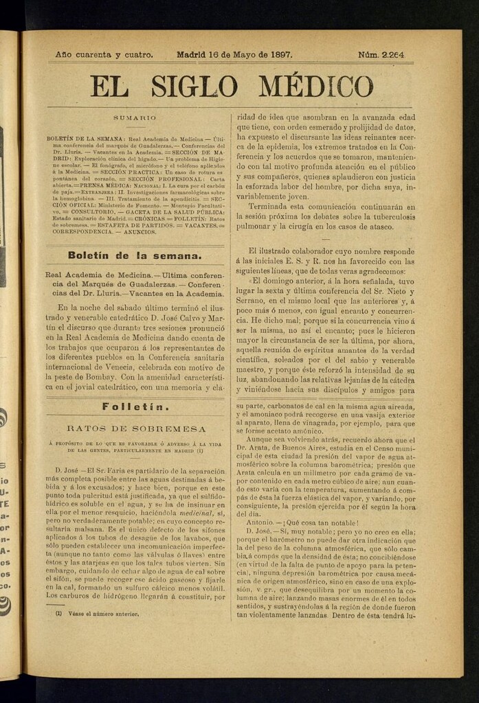 Miniatura de El Siglo Médico : boletín de medicina y gaceta médica del 16 de mayo de 1897