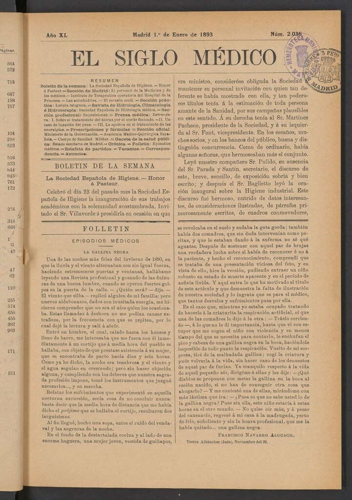 Miniatura de El Siglo Médico: boletín de medicina y gaceta médica del 1 de enero de 1893