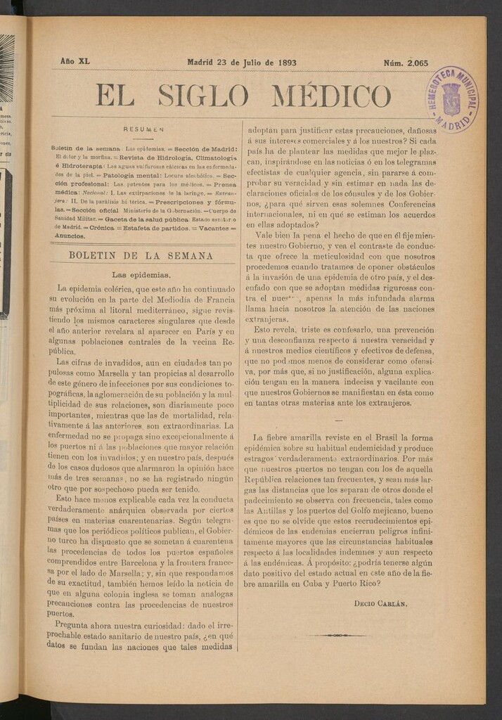 Miniatura de El Siglo Médico: boletín de medicina y gaceta médica del 23 de julio de 1893