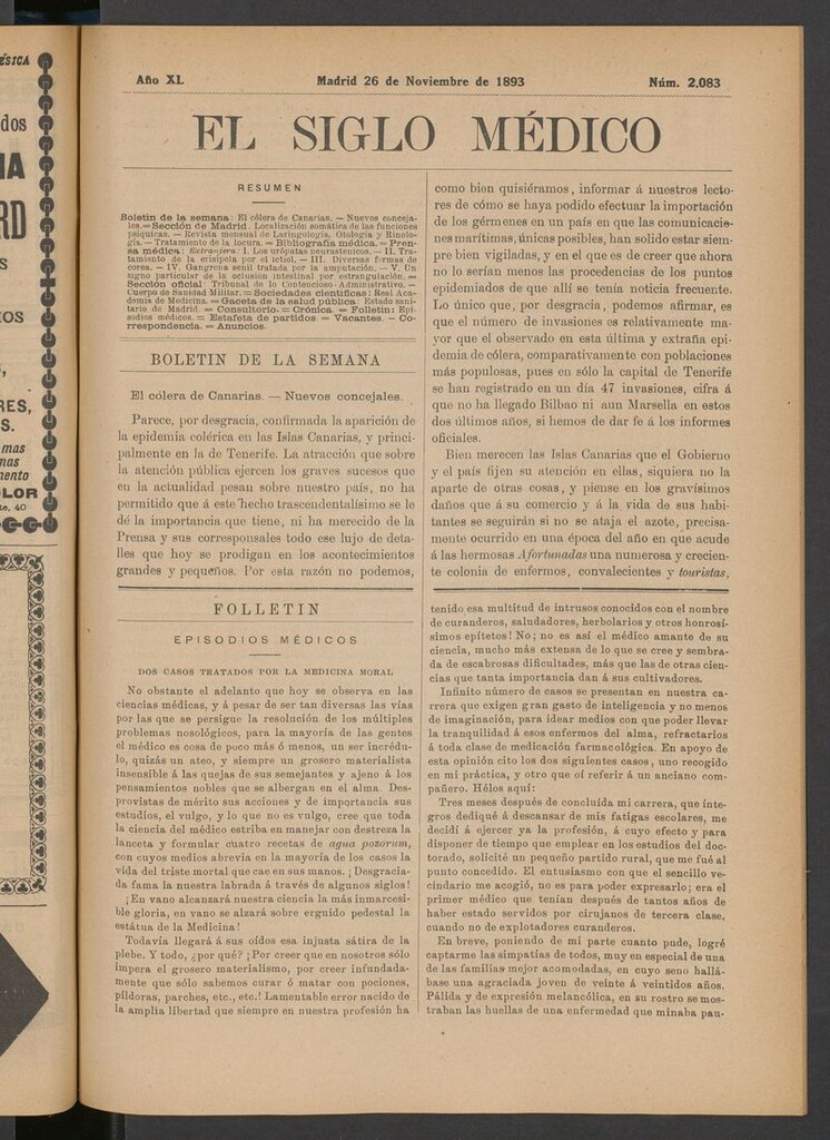 Miniatura de El Siglo Médico: boletín de medicina y gaceta médica del 26 de noviembre de 1893