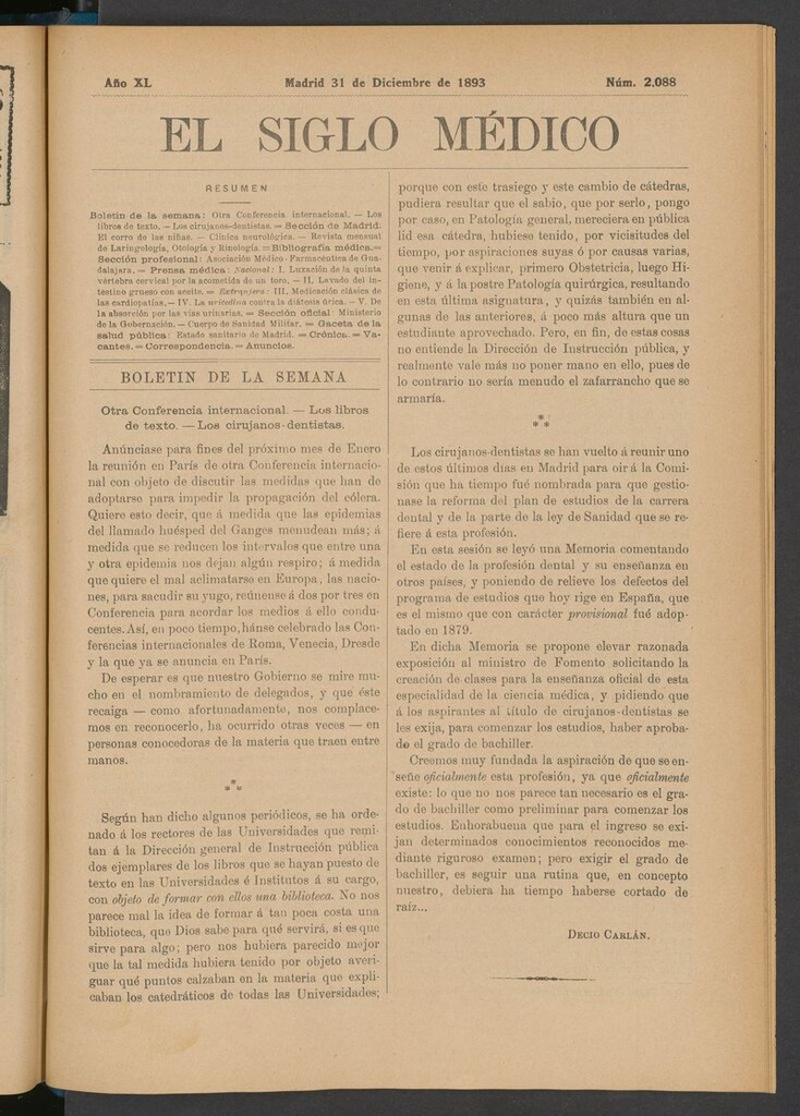 Miniatura de El Siglo Médico: boletín de medicina y gaceta médica del 31 de diciembre de 1893