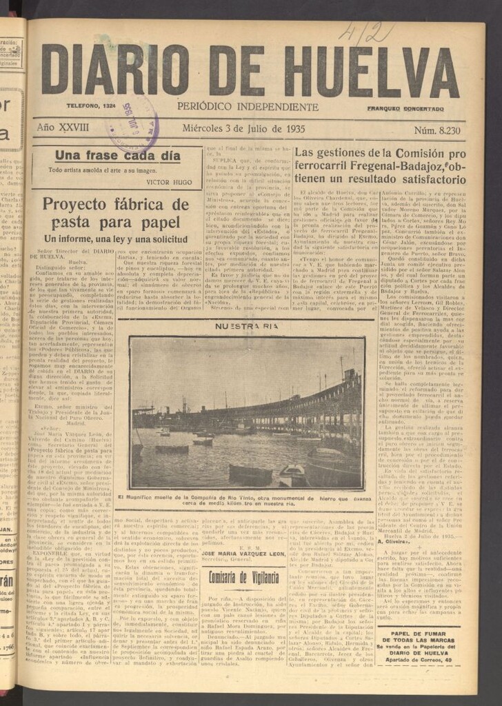 Miniatura de Diario de Huelva : periódico independiente del 3 de julio de 1935
