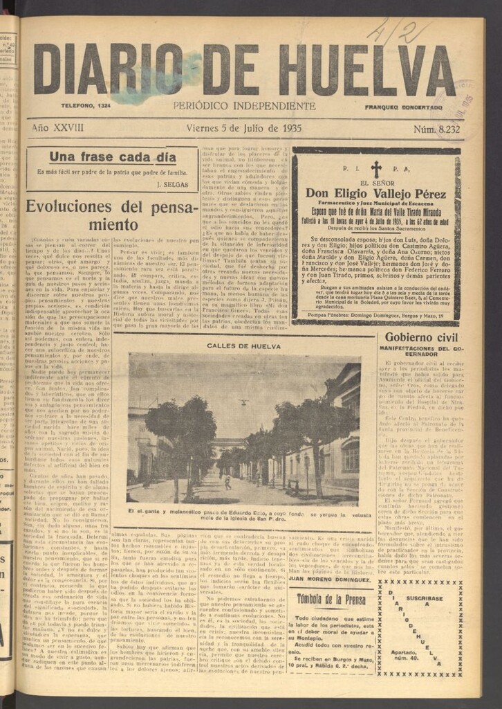Miniatura de Diario de Huelva : periódico independiente del 5 de julio de 1935