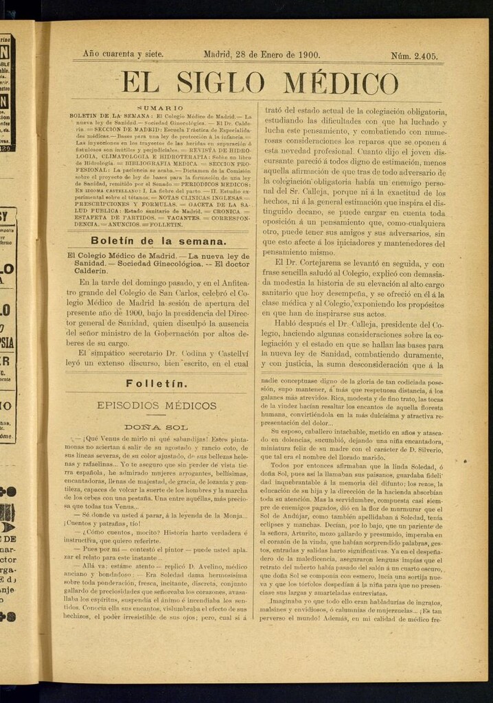 Miniatura de El Siglo Médico : boletín de medicina y gaceta médica del 28 de enero de 1900