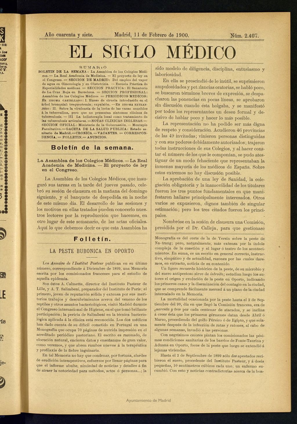 Miniatura de El Siglo Médico : boletín de medicina y gaceta médica del 11 de febrero de 1900