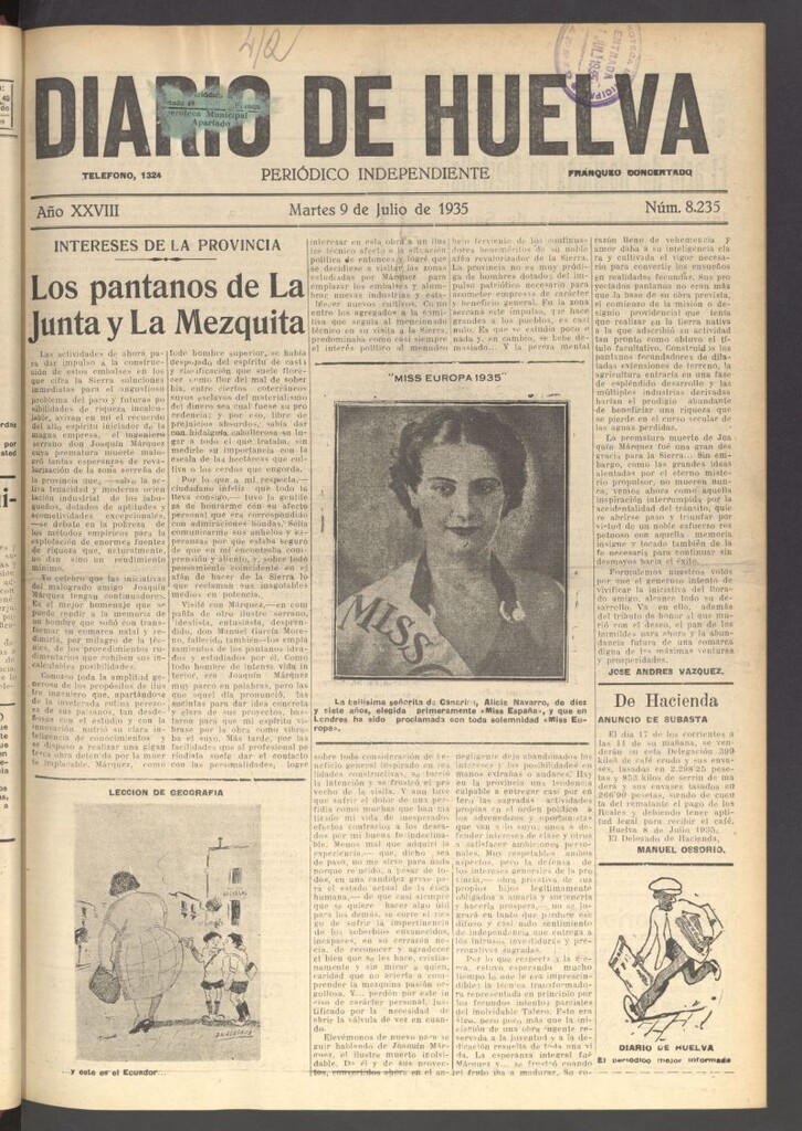 Miniatura de Diario de Huelva : periódico independiente del 9 de julio de 1935