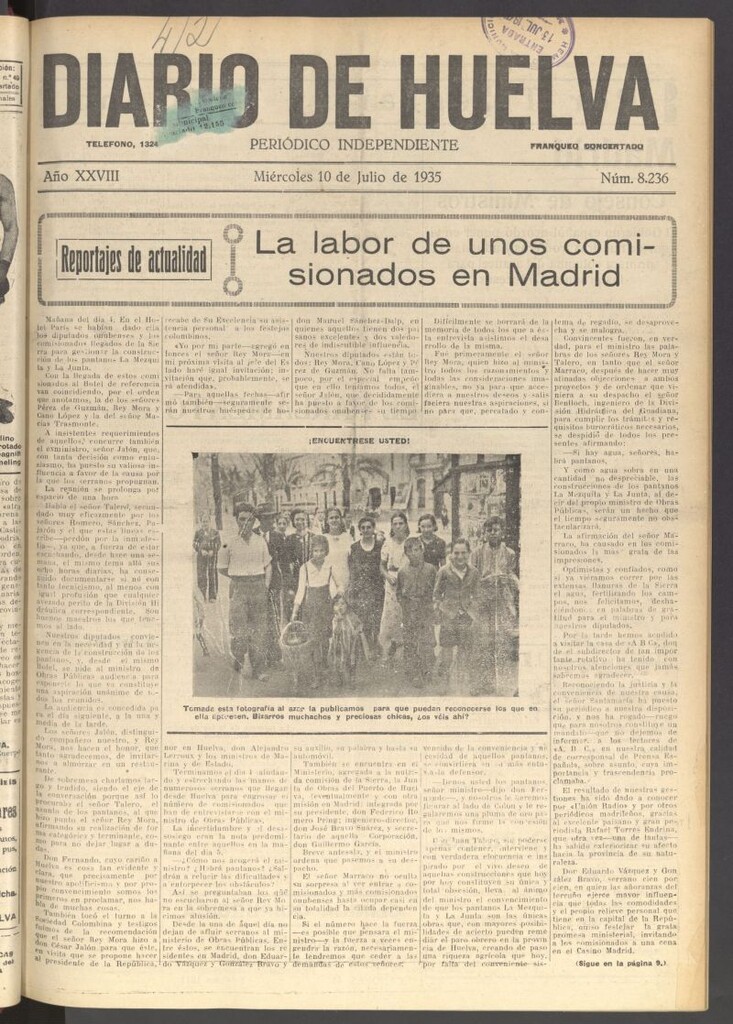 Miniatura de Diario de Huelva : periódico independiente del 10 de julio de 1935