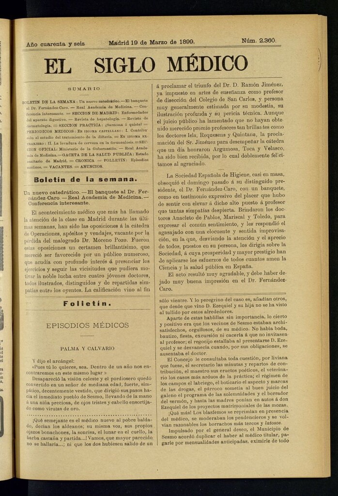 Miniatura de El Siglo Médico : boletín de medicina y gaceta médica del 19 de marzo de 1899