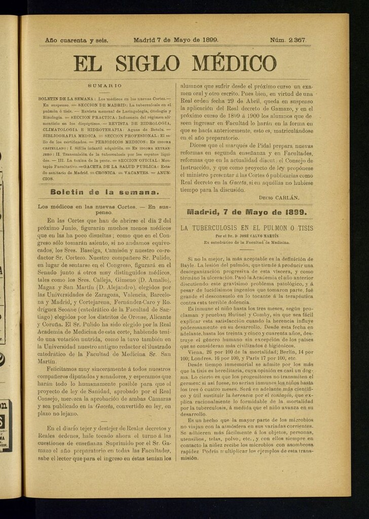 Miniatura de El Siglo Médico : boletín de medicina y gaceta médica del 7 de mayo de 1899