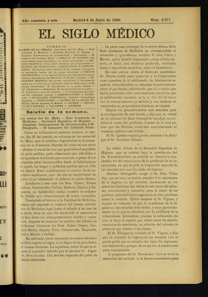 Miniatura de El Siglo Médico : boletín de medicina y gaceta médica del 4 de junio de 1899