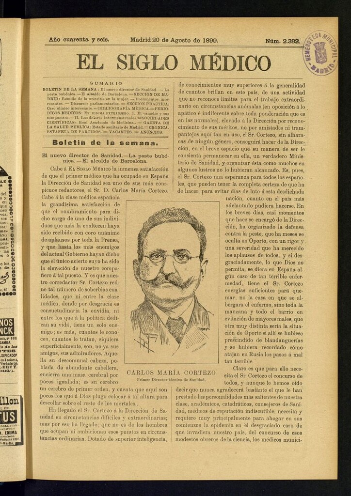 Miniatura de El Siglo Médico : boletín de medicina y gaceta médica del 20 de agosto de 1899