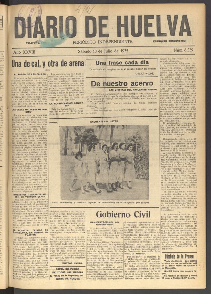Miniatura de Diario de Huelva : periódico independiente del 13 de julio de 1935