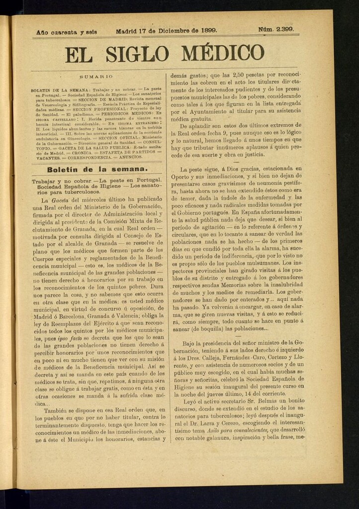 Miniatura de El Siglo Médico : boletín de medicina y gaceta médica del 17 de diciembre de 1899