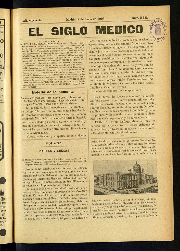 Miniatura de El Siglo Médico: boletín de medicina y gaceta médica del 7 de junio de 1903