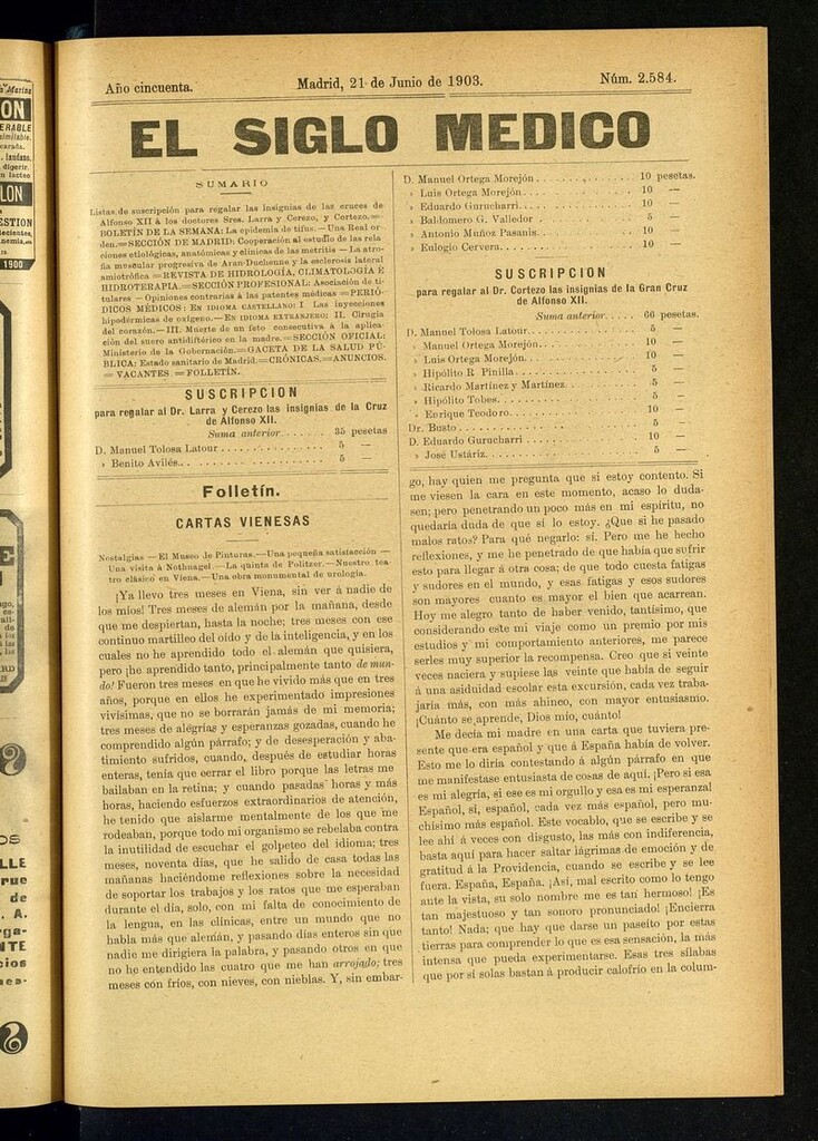 Miniatura de El Siglo Médico: boletín de medicina y gaceta médica del 21 de junio de 1903