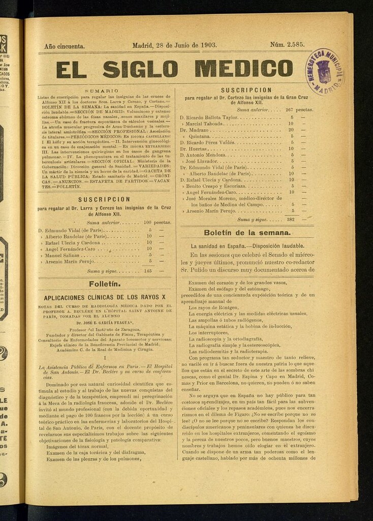 Miniatura de El Siglo Médico: boletín de medicina y gaceta médica del 28 de junio de 1903