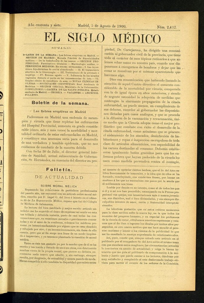 Miniatura de El Siglo Médico: boletín de medicina y gaceta médica  del 5 de agosto de 1900
