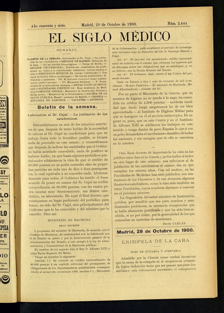 Miniatura de El Siglo Médico: boletín de medicina y gaceta médica  del 28 de octubre de 1900