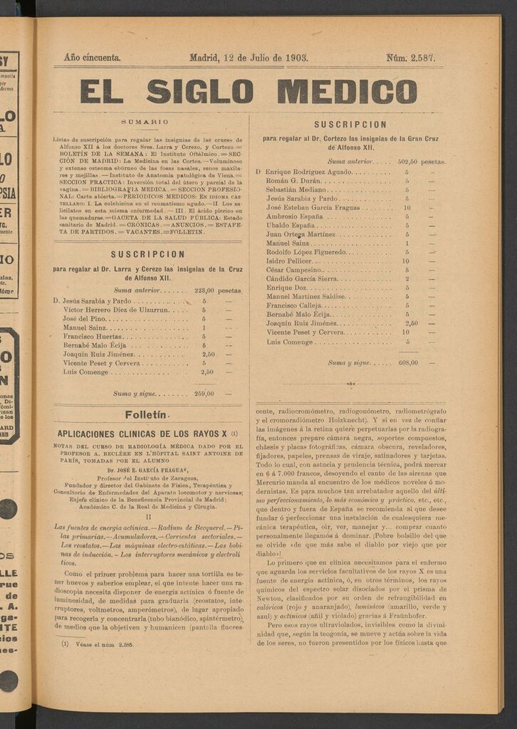 Miniatura de El Siglo Médico: boletín de medicina y gaceta médica del 12 de julio de 1903