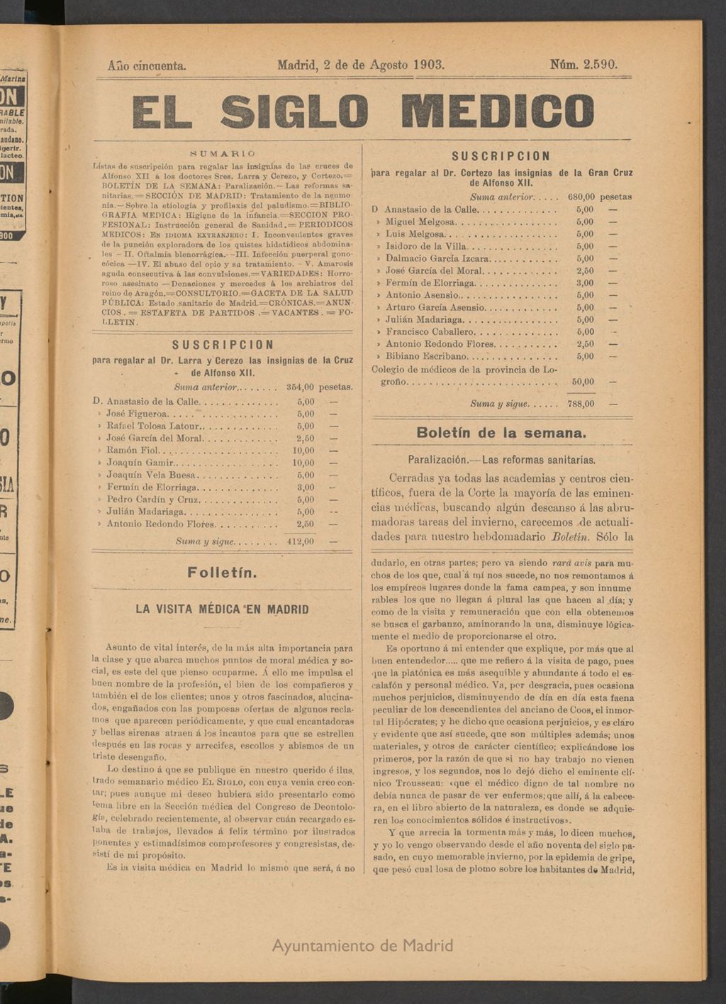 Miniatura de El Siglo Médico: boletín de medicina y gaceta médica del 2 de agosto de 1903