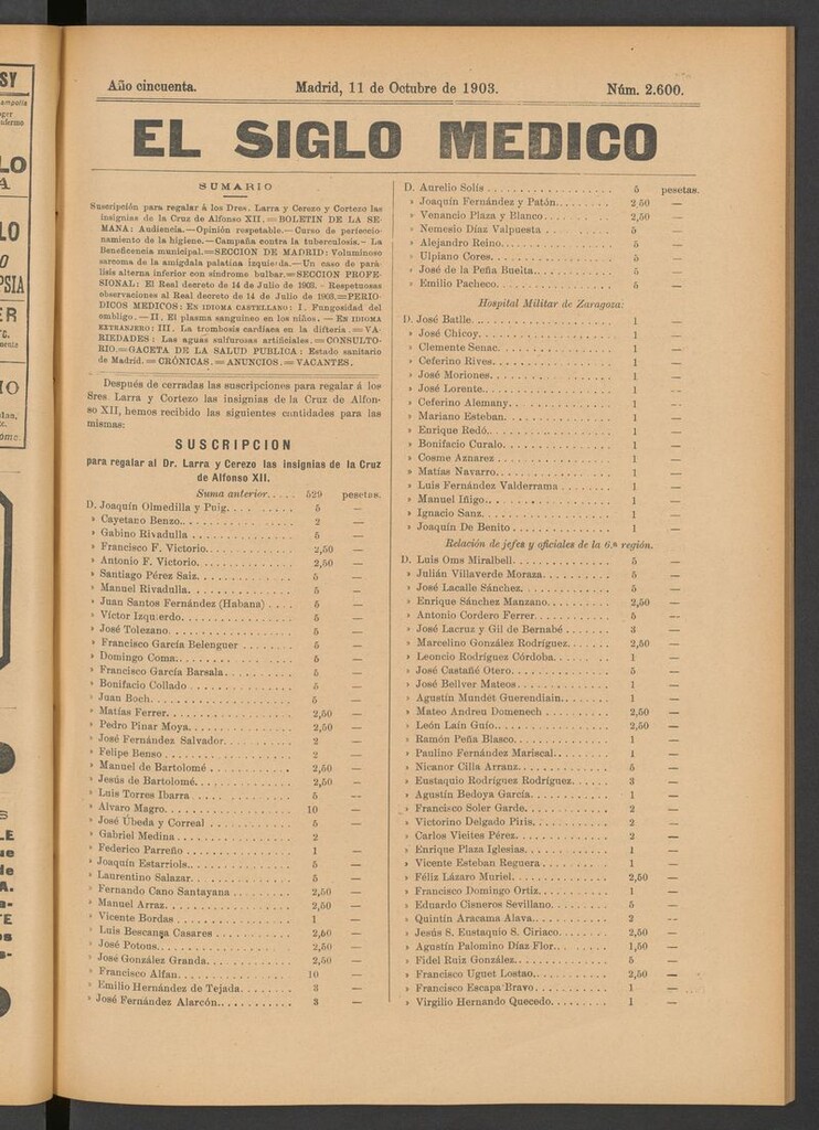 Miniatura de El Siglo Médico: boletín de medicina y gaceta médica del 11 de octubre de 1903