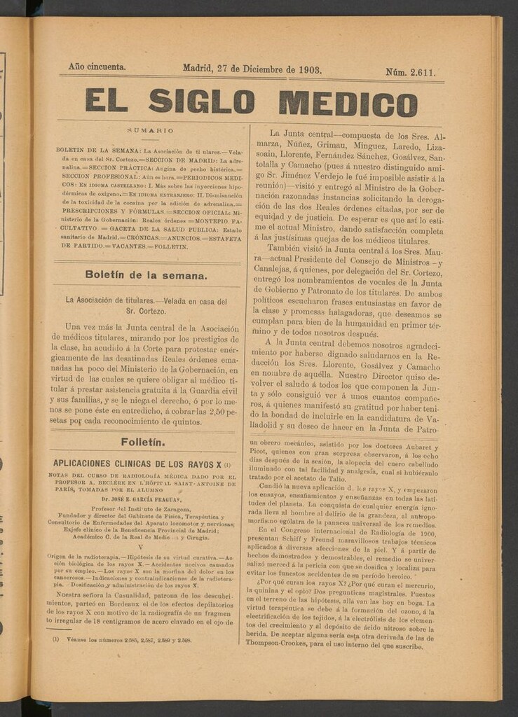Miniatura de El Siglo Médico: boletín de medicina y gaceta médica del 27 de diciembre de 1903