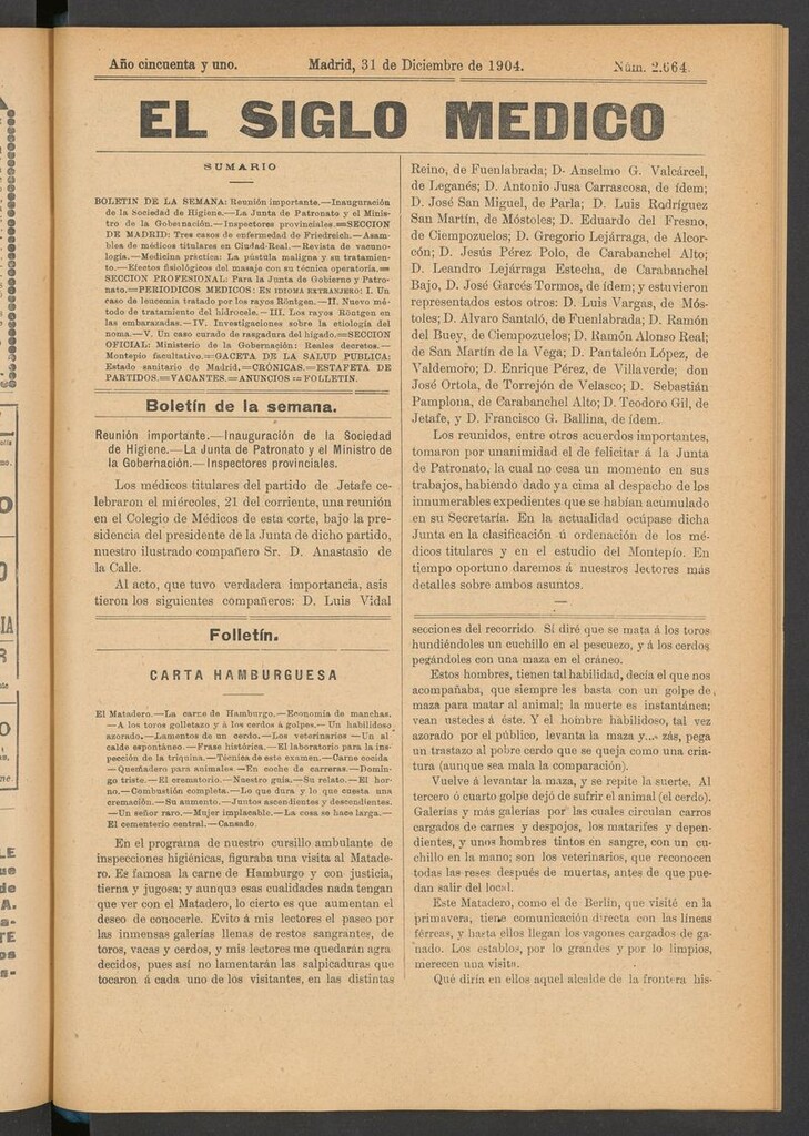 Miniatura de El Siglo Médico: boletín de medicina y gaceta médica del 31 de diciembre de 1904
