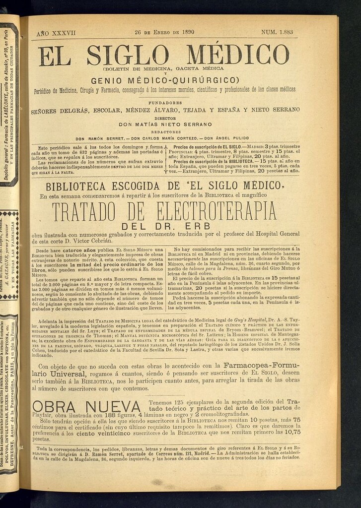 Miniatura de El Siglo Médico: boletín de medicina y gaceta médica del 26 de enero de 1890