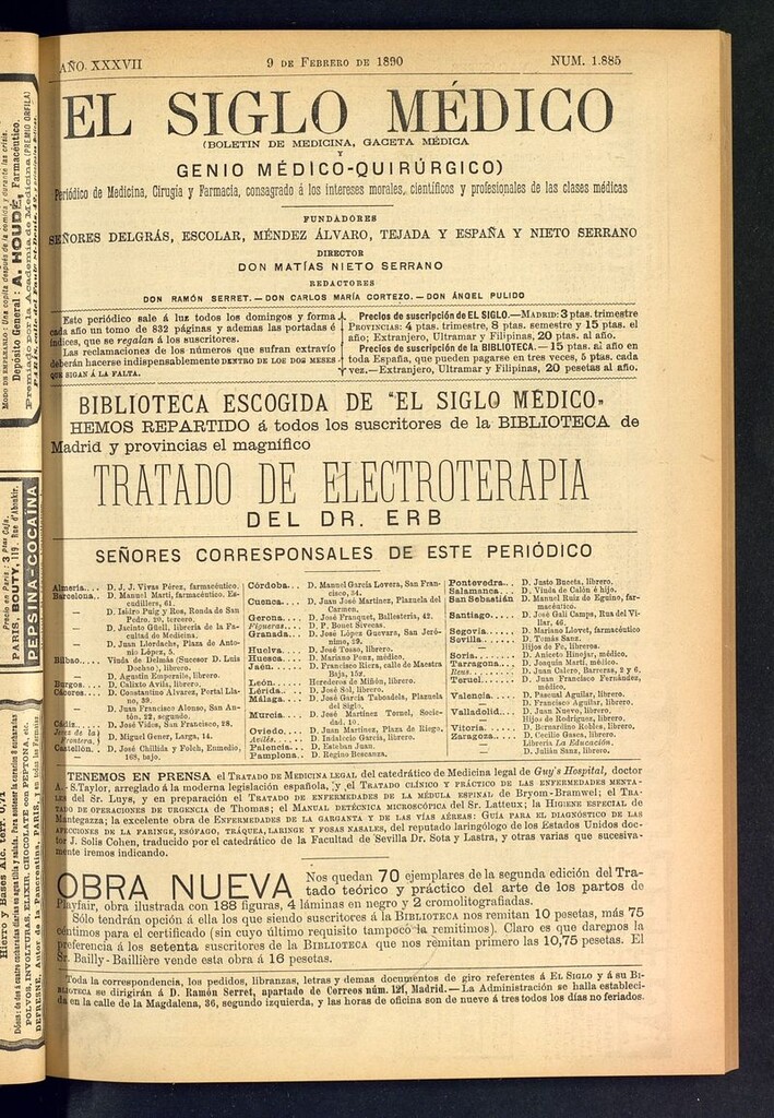 Miniatura de El Siglo Médico: boletín de medicina y gaceta médica del 9 de febrero de 1890